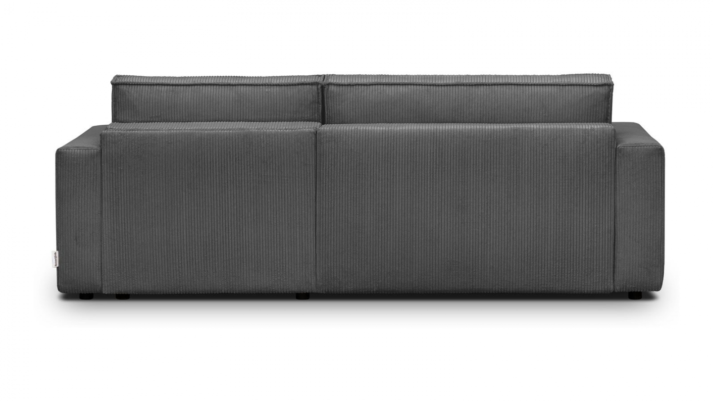 Canapé d'angle à droite convertible 3 places en velours côtelé gris anthracite - Asti