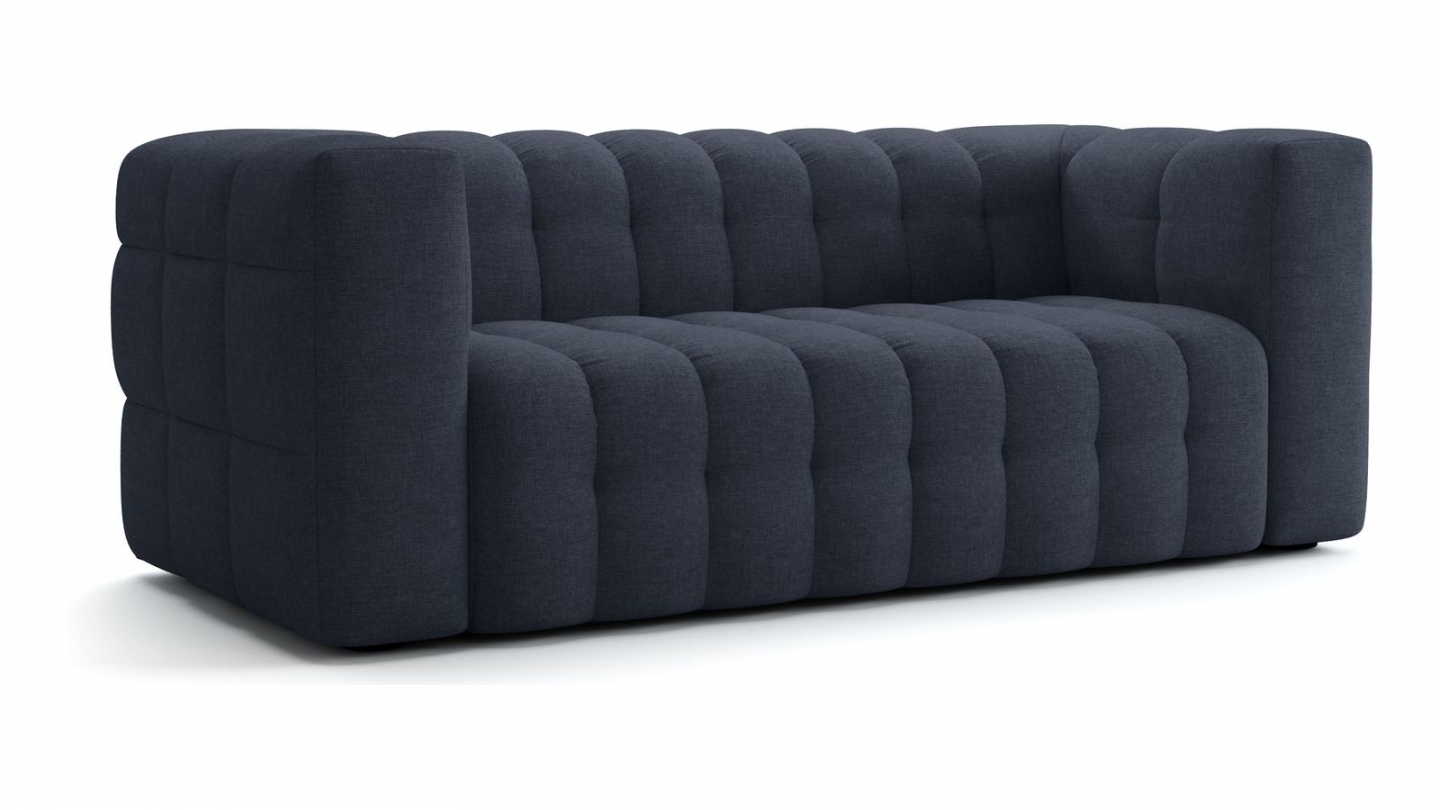 Canapé 3 places en tissu chenille bleu foncé - Cester