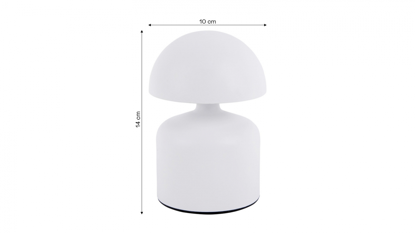 Lampe de table champignon LED en métal blanc - Impetu