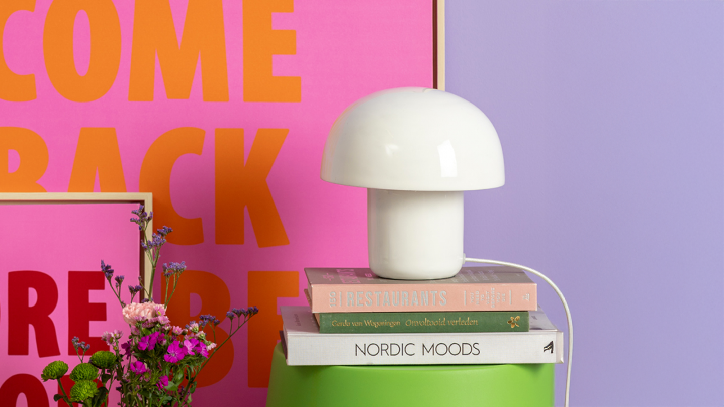 Lampe à poser champignon en métal émaillé blanc - Fat Mushroom Mini