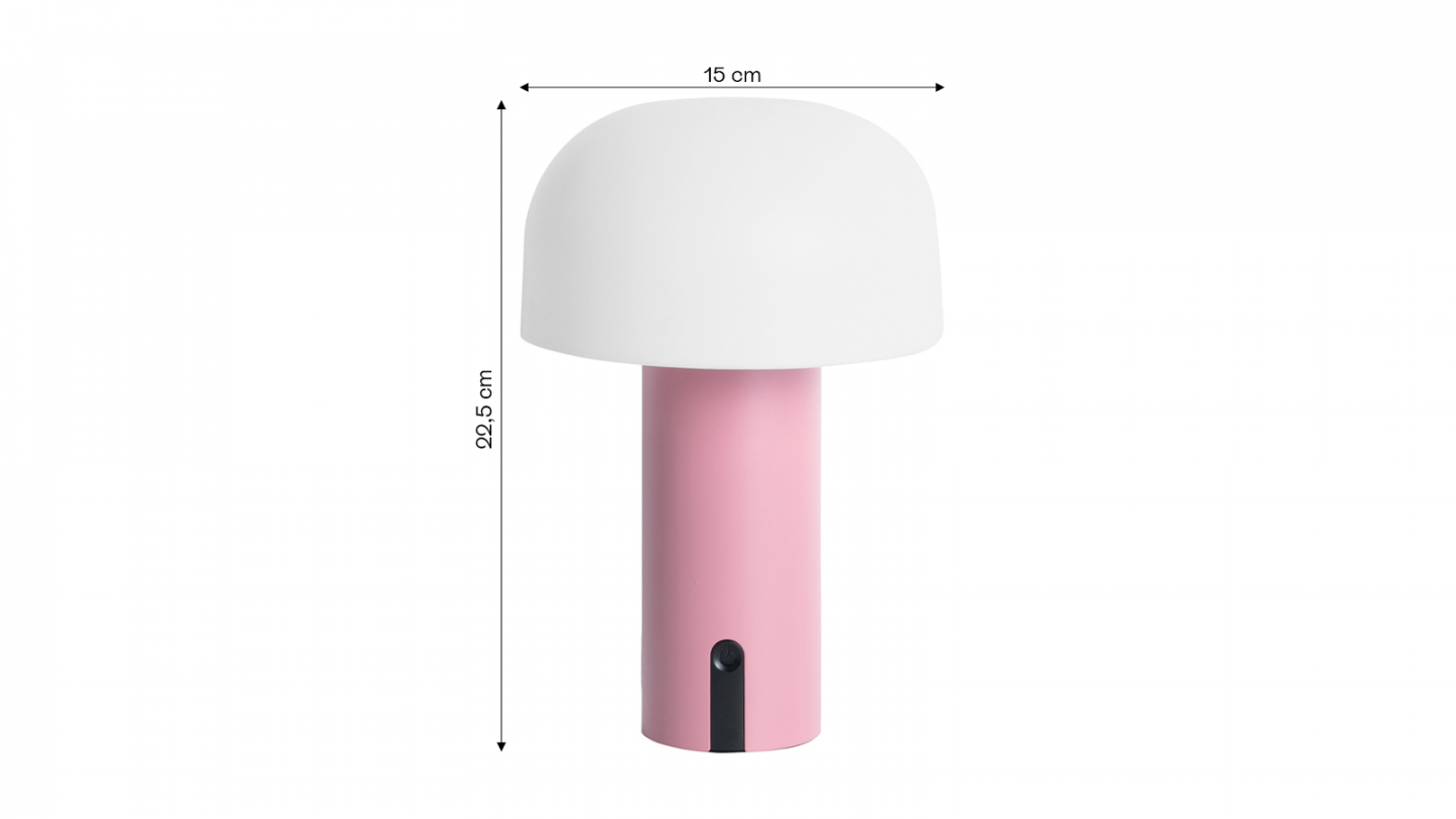 Lampe de table champignon LED en métal rose - Luca
