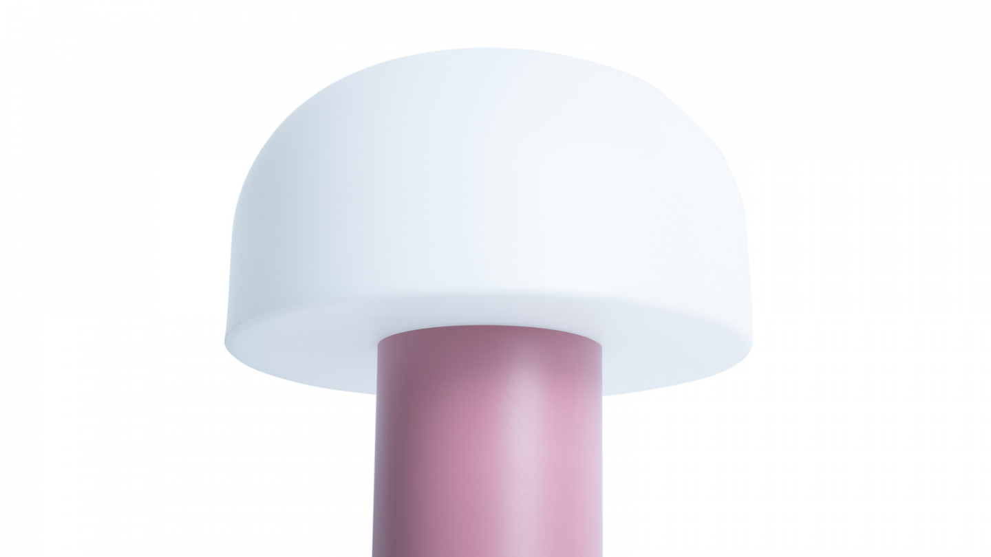 Lampe de table champignon LED en métal rose - Luca