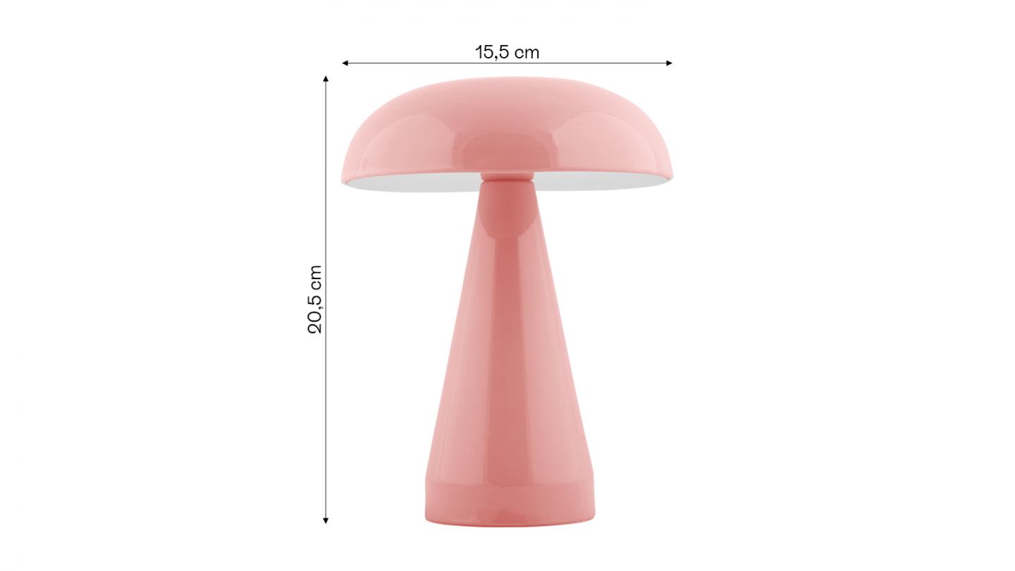 Lampe de table champignon LED en métal rose - Rachel