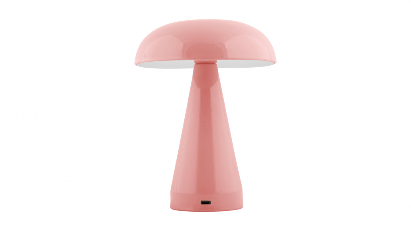 Lampe de table champignon LED en métal rose - Rachel