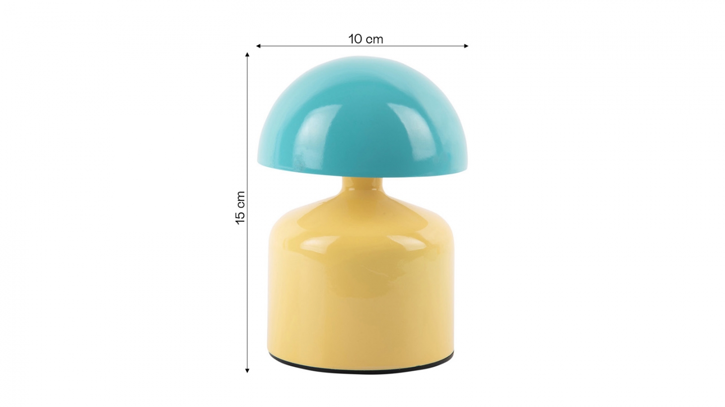 Lampe de table champignon LED en métal jaune et bleu - Impetu