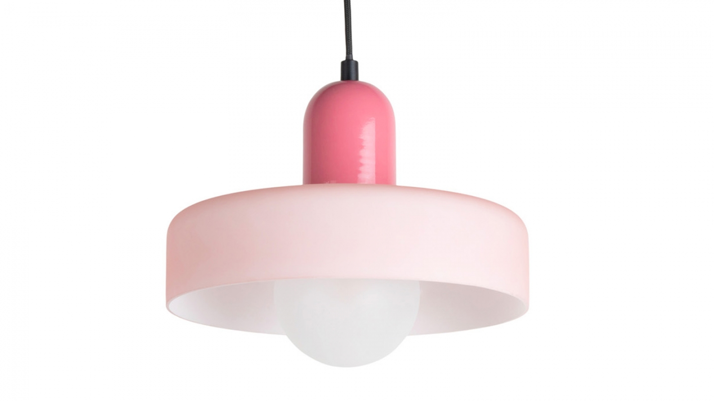 Suspension en verre rose brun avec rose pâle - diam 25cm - Opaco Grato