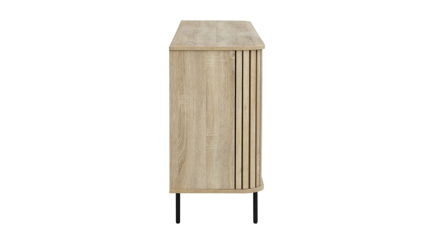 Buffet 3 portes rainurées couleur chêne L160xH78 cm - Solna