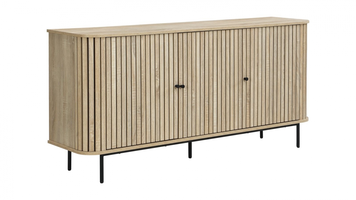 Buffet 3 portes rainurées couleur chêne L160xH78 cm - Solna