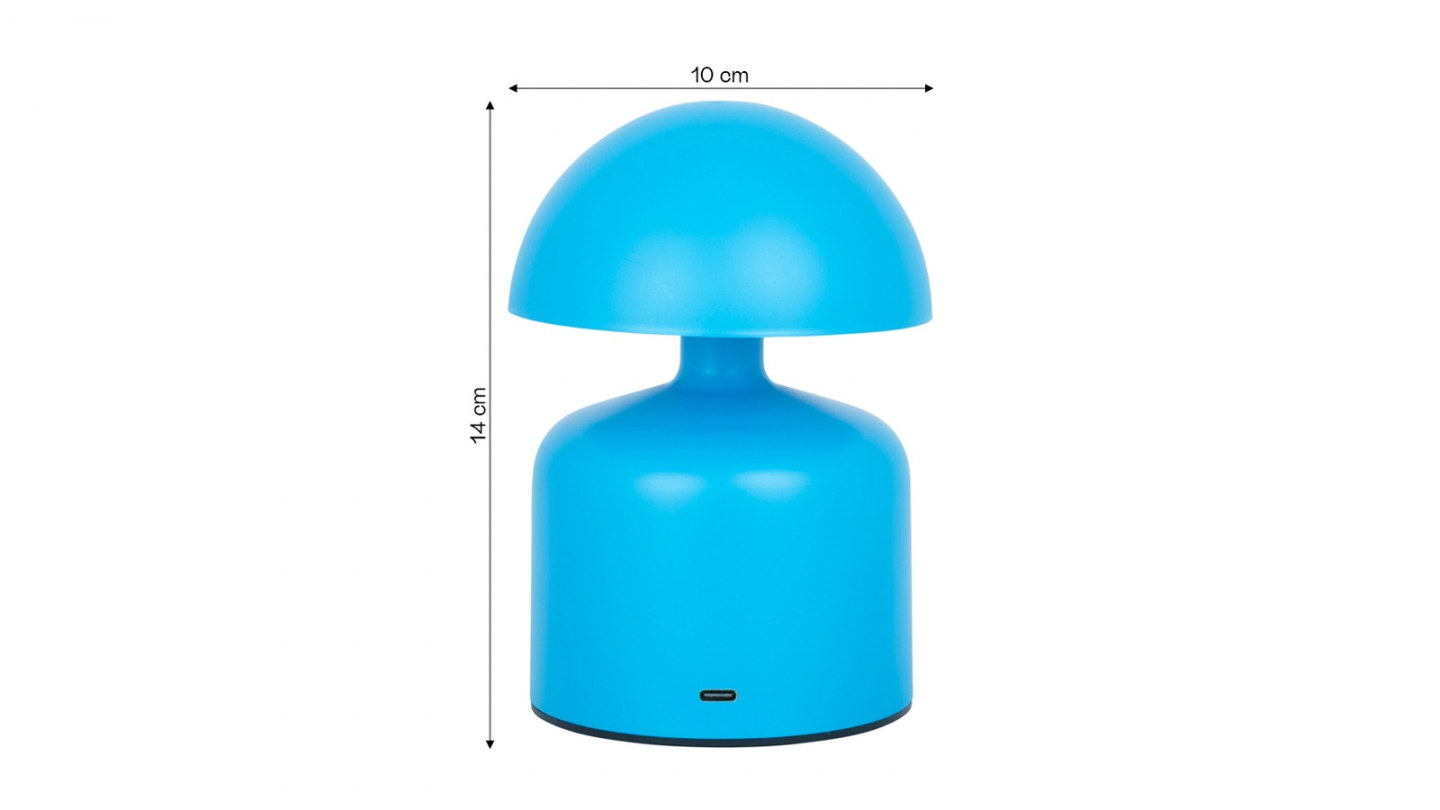 Lampe de table champignon LED en métal bleu - Impetu