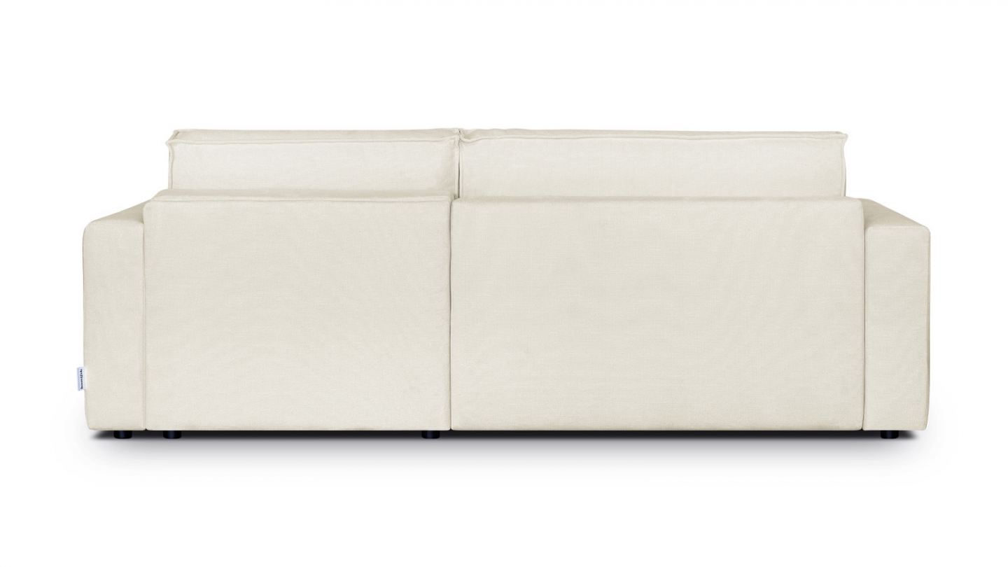 Canapé d'angle à droite convertible 3 places en tissu chenille beige - Asti