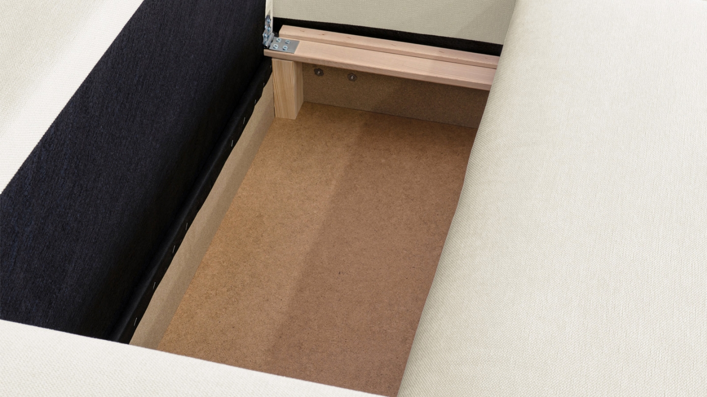 Canapé d'angle à droite convertible 3 places en tissu chenille beige - Asti