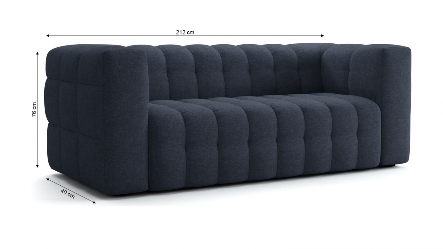 Canapé 3 places en tissu chenille bleu foncé - Cester