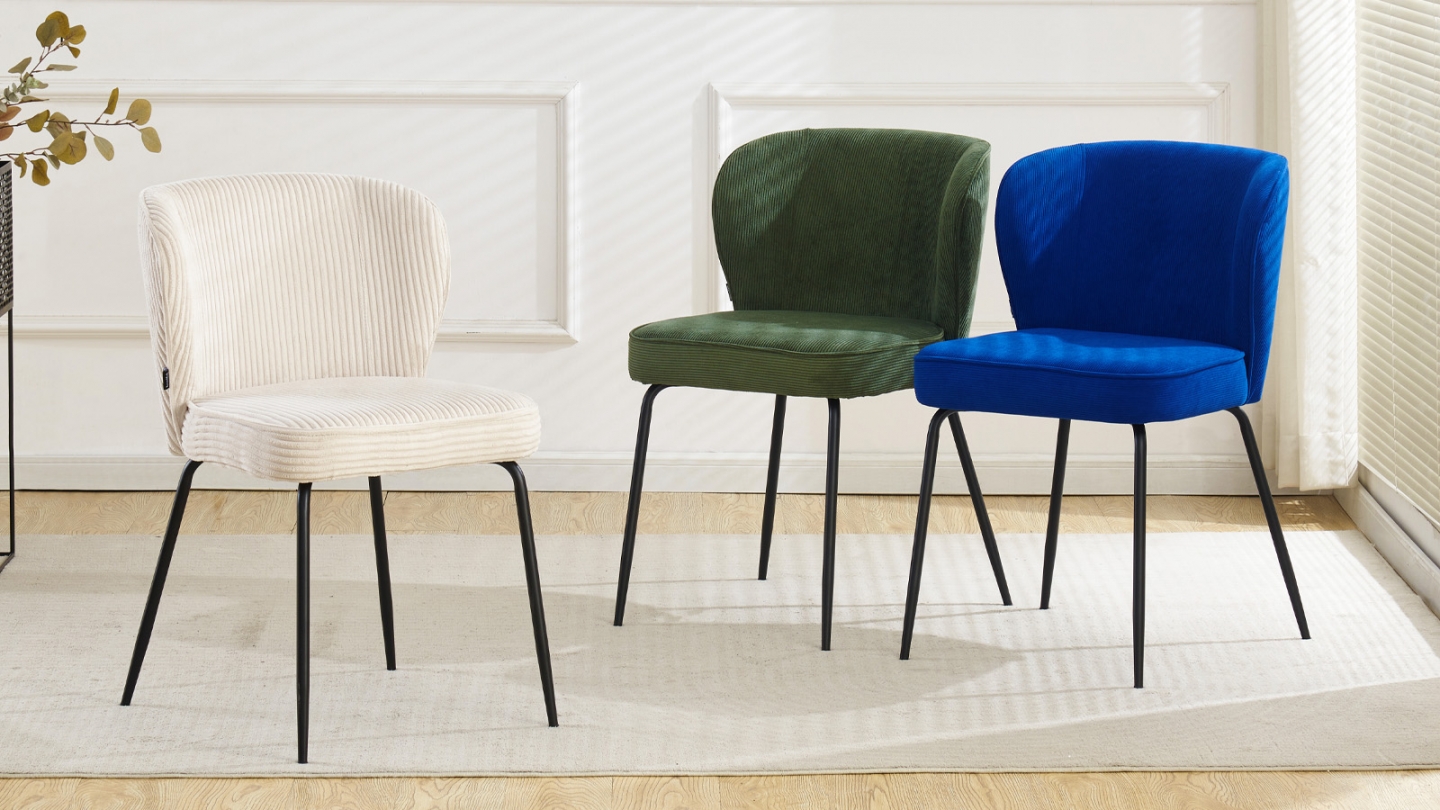 Lot de 2 chaises en velours côtelé beige - Tara