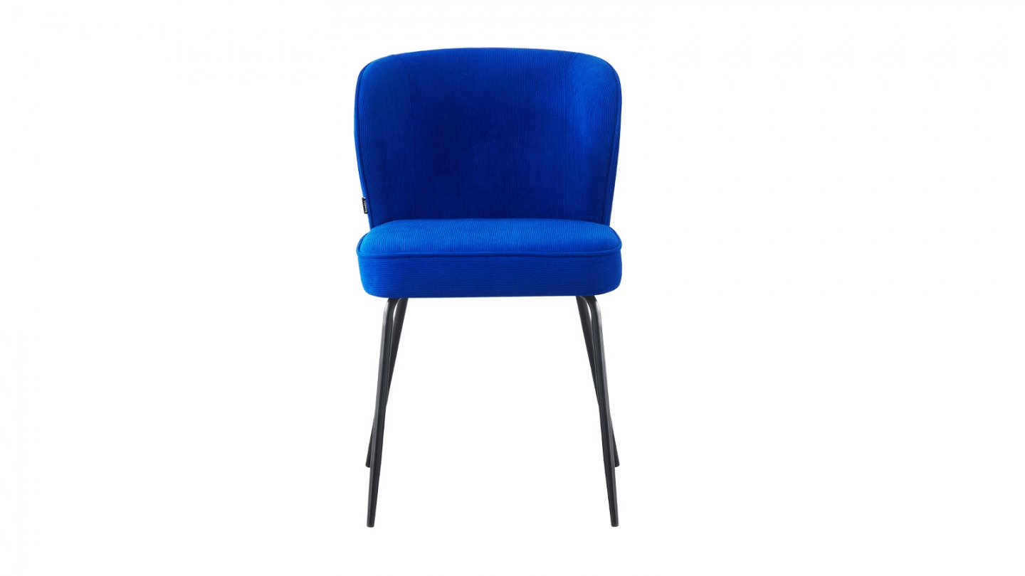 Lot de 2 chaises en velours côtelé bleu électrique - Tara