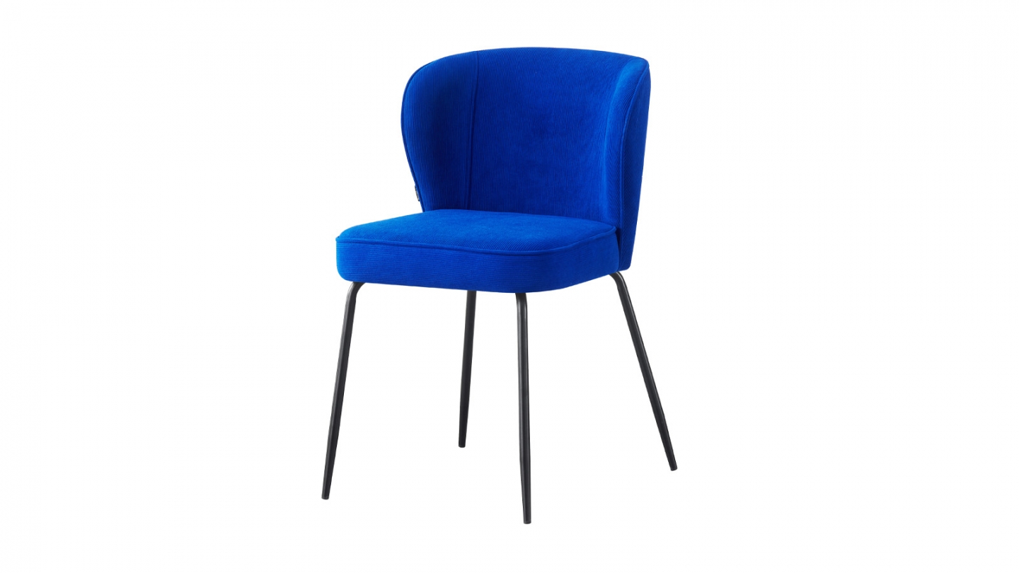 Lot de 2 chaises en velours côtelé bleu électrique - Tara
