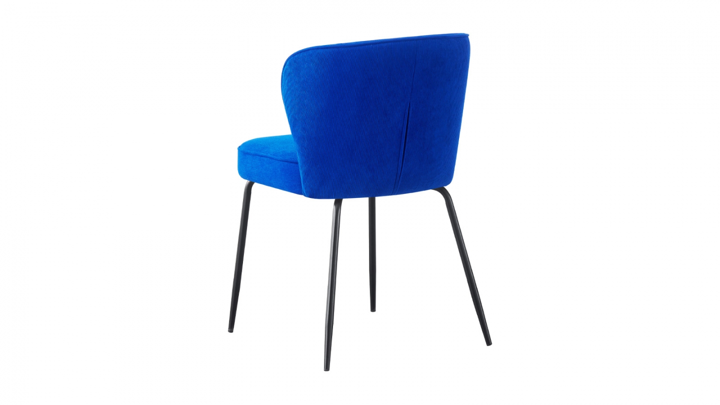 Lot de 2 chaises en velours côtelé bleu électrique - Tara
