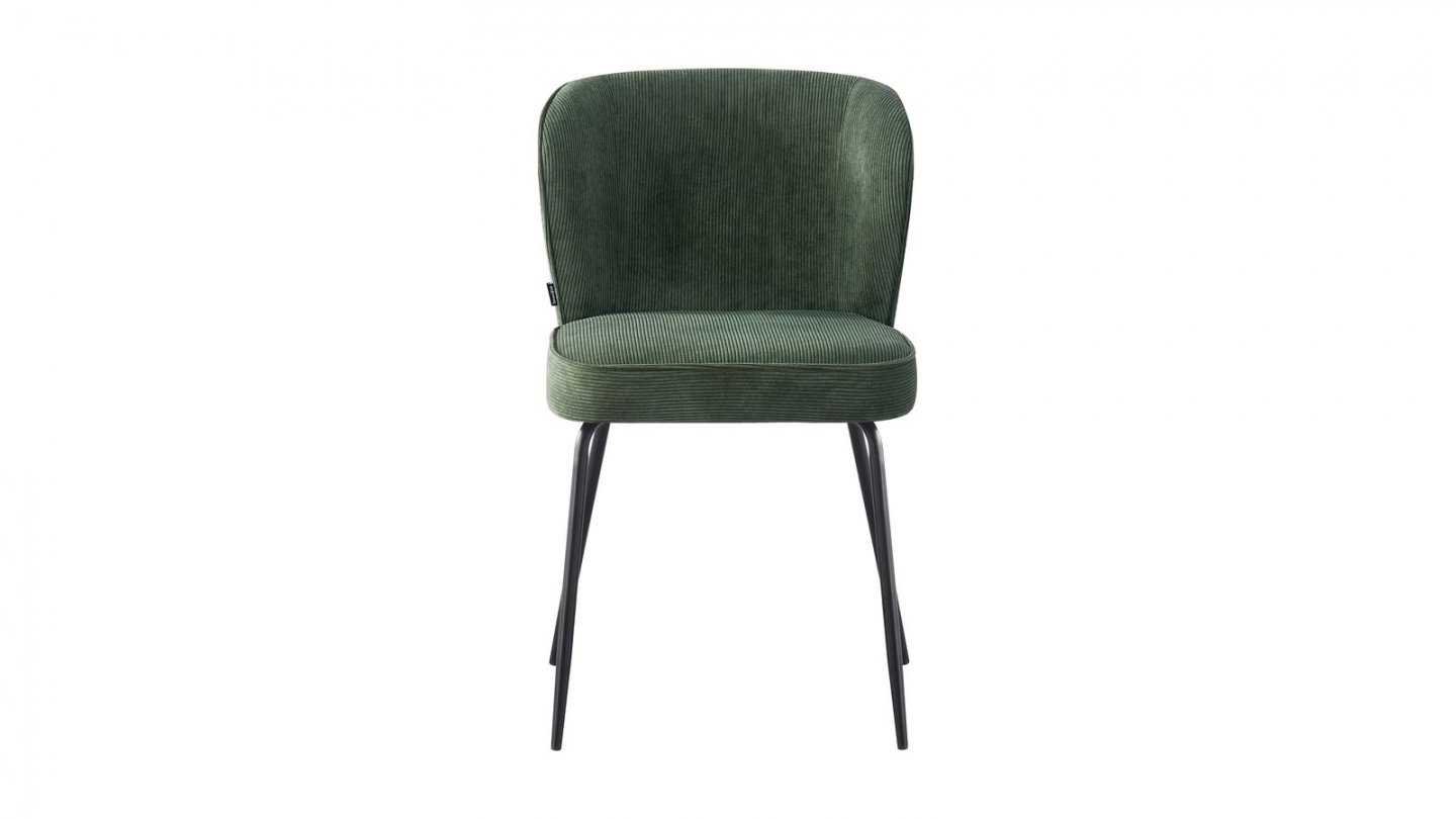 Lot de 2 chaises en velours côtelé vert kaki - Tara