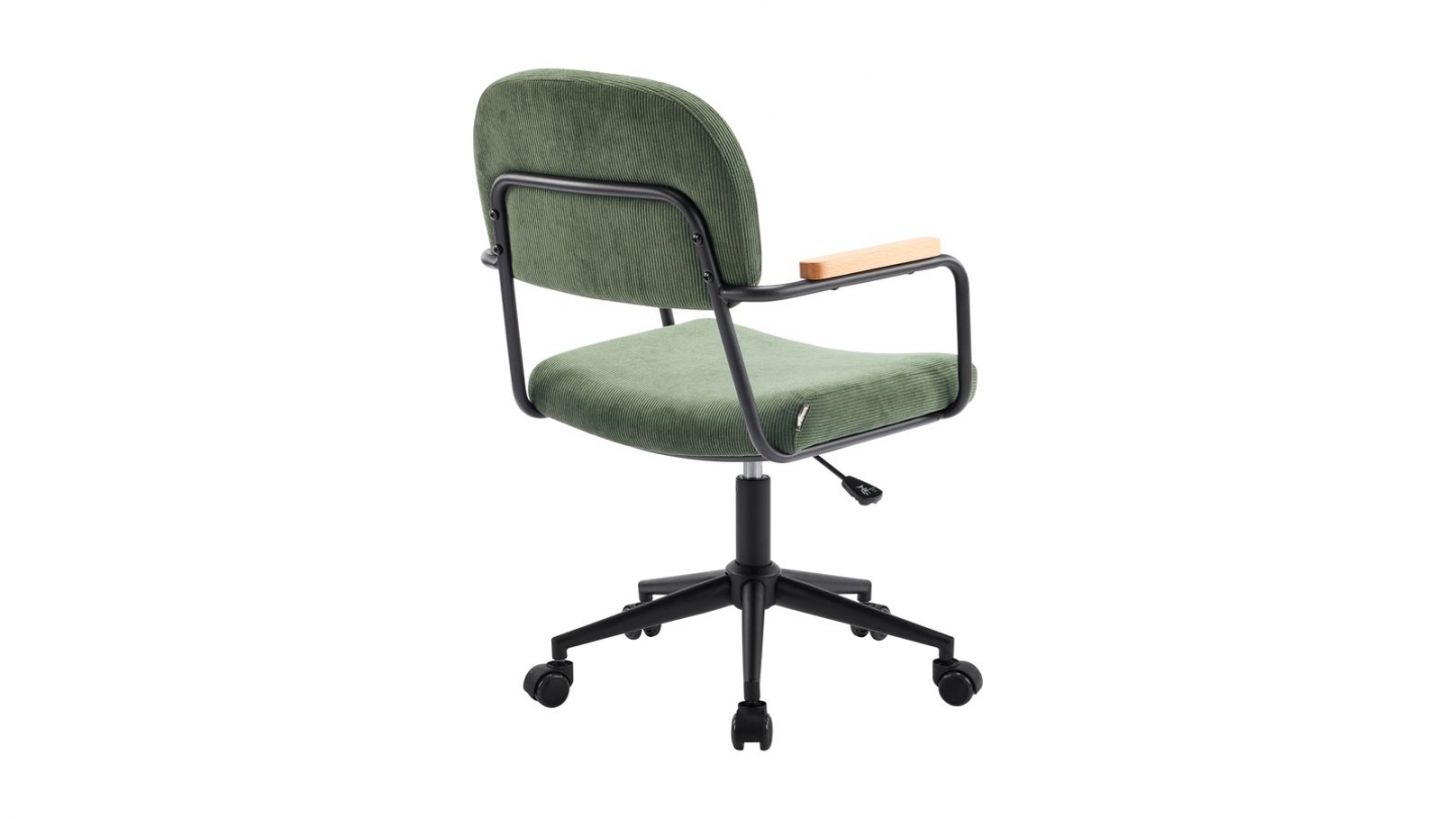 Fauteuil de bureau pivotant et réglable en hauteur en velours côtelé vert kaki - Gianni