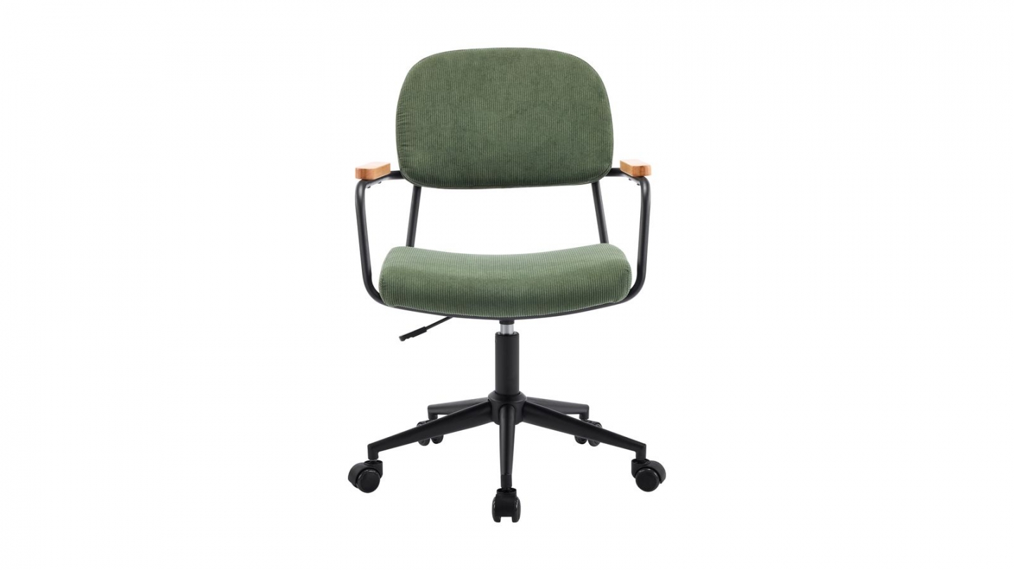 Fauteuil de bureau pivotant et réglable en hauteur en velours côtelé vert kaki - Gianni
