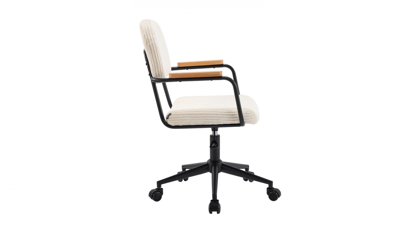 Fauteuil de bureau pivotant et réglable en hauteur en velours côtelé beige - Gianni