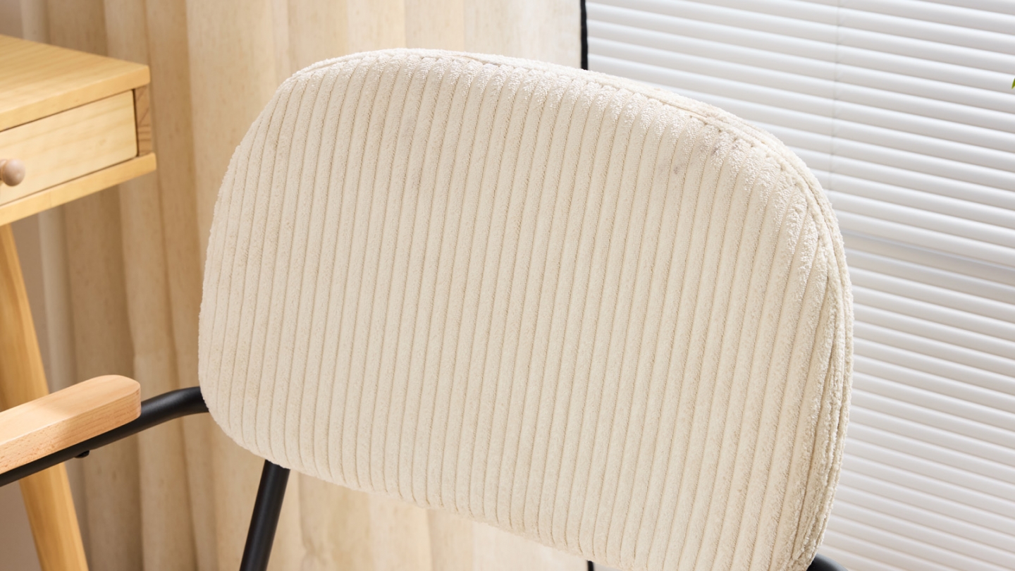 Fauteuil de bureau pivotant et réglable en hauteur en velours côtelé beige - Gianni