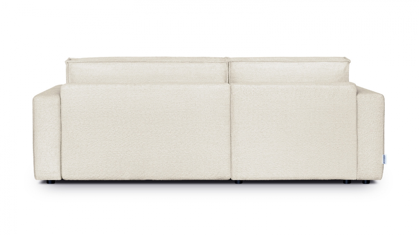 Canapé d'angle à gauche convertible 3 places en tissu bouclé beige - Asti