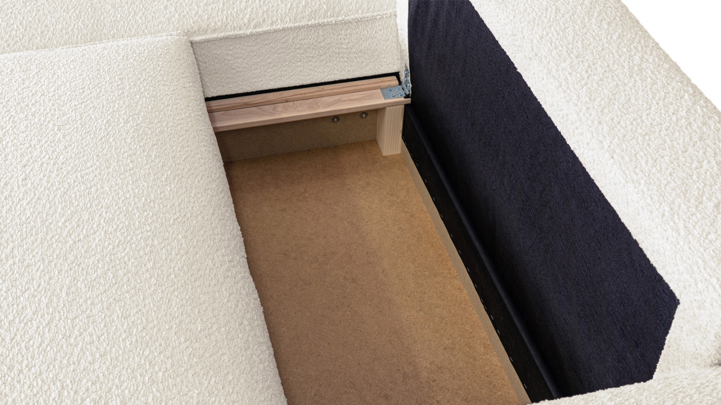Canapé d'angle à gauche convertible 3 places en tissu bouclé beige - Asti