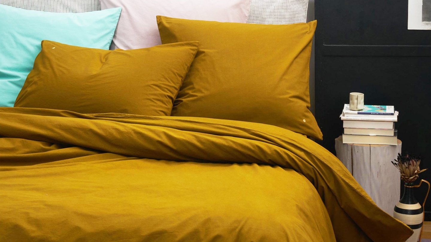 Drap housse en coton bio Jaune 90 x 200 cm - Celeste