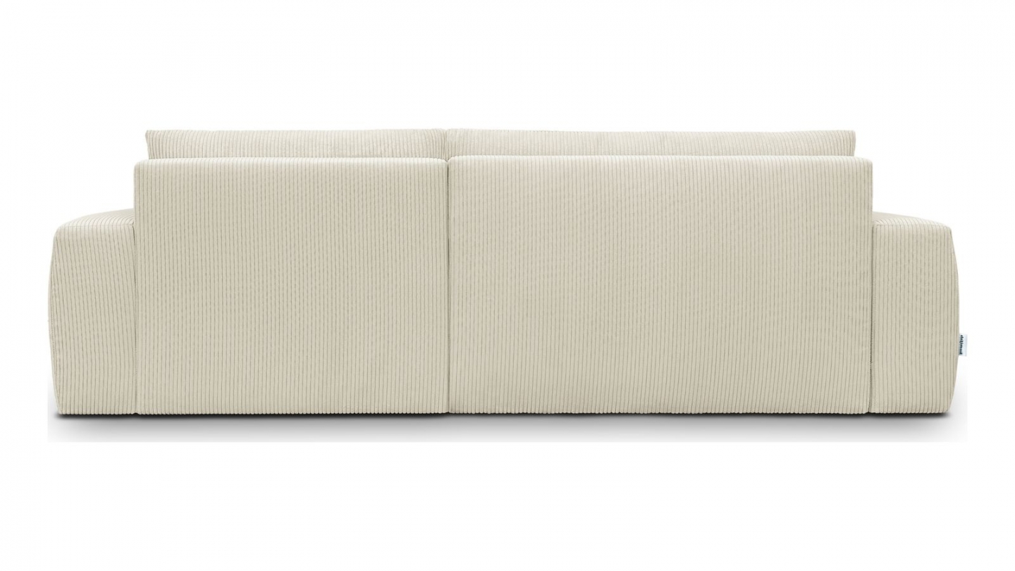 Canapé d'angle droit convertible 3 places en velours côtelé beige - Sonny