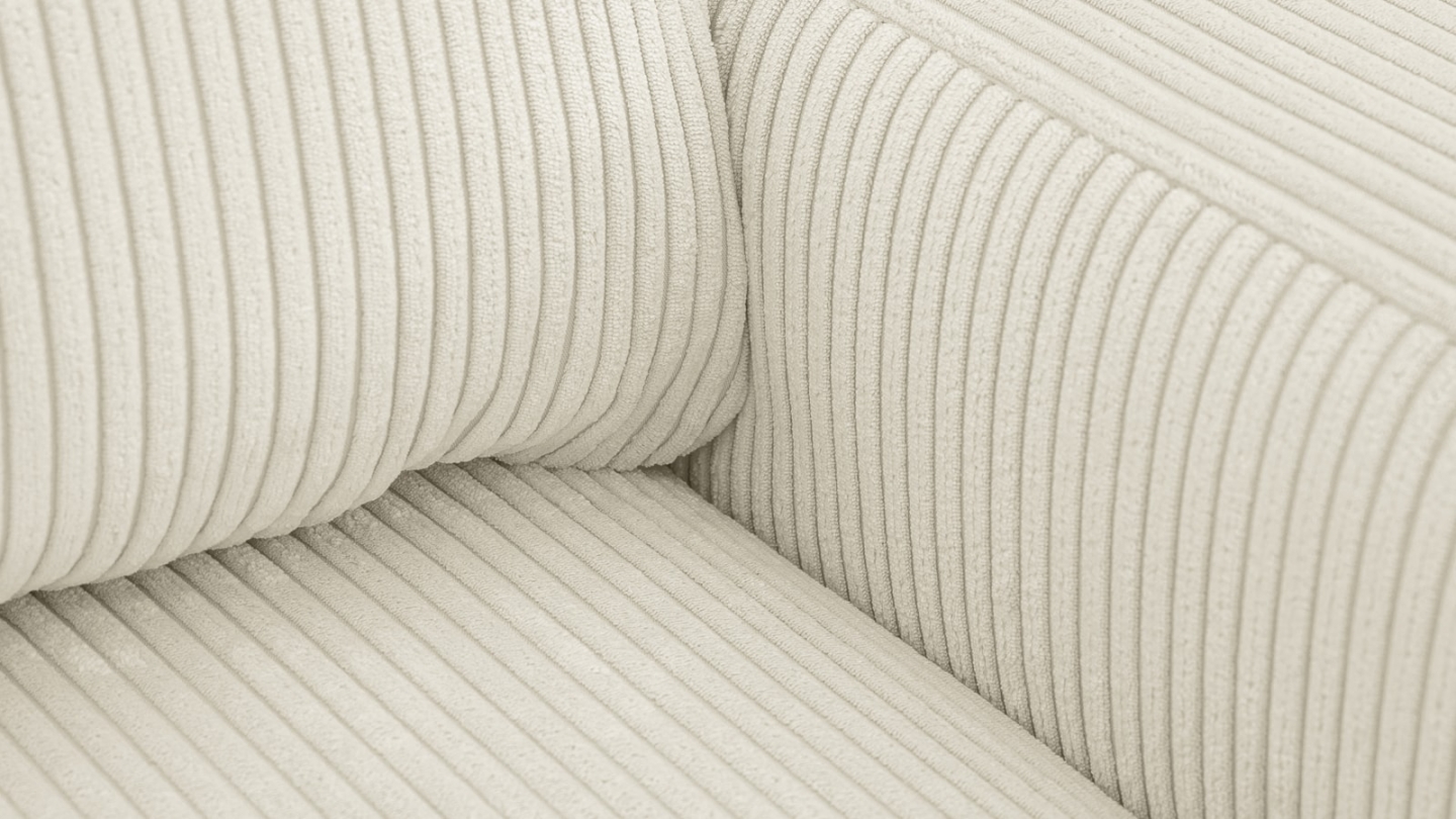 Canapé d'angle gauche convertible 3 places en velours côtelé beige - Sonny