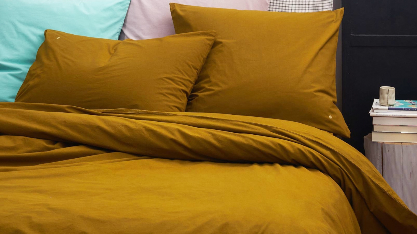 Housse de couette en coton bio Jaune 140 x 200 cm - Celeste