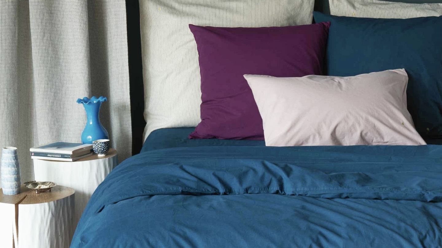 Housse de couette en coton bio bleu 220 x 240 cm - Celeste