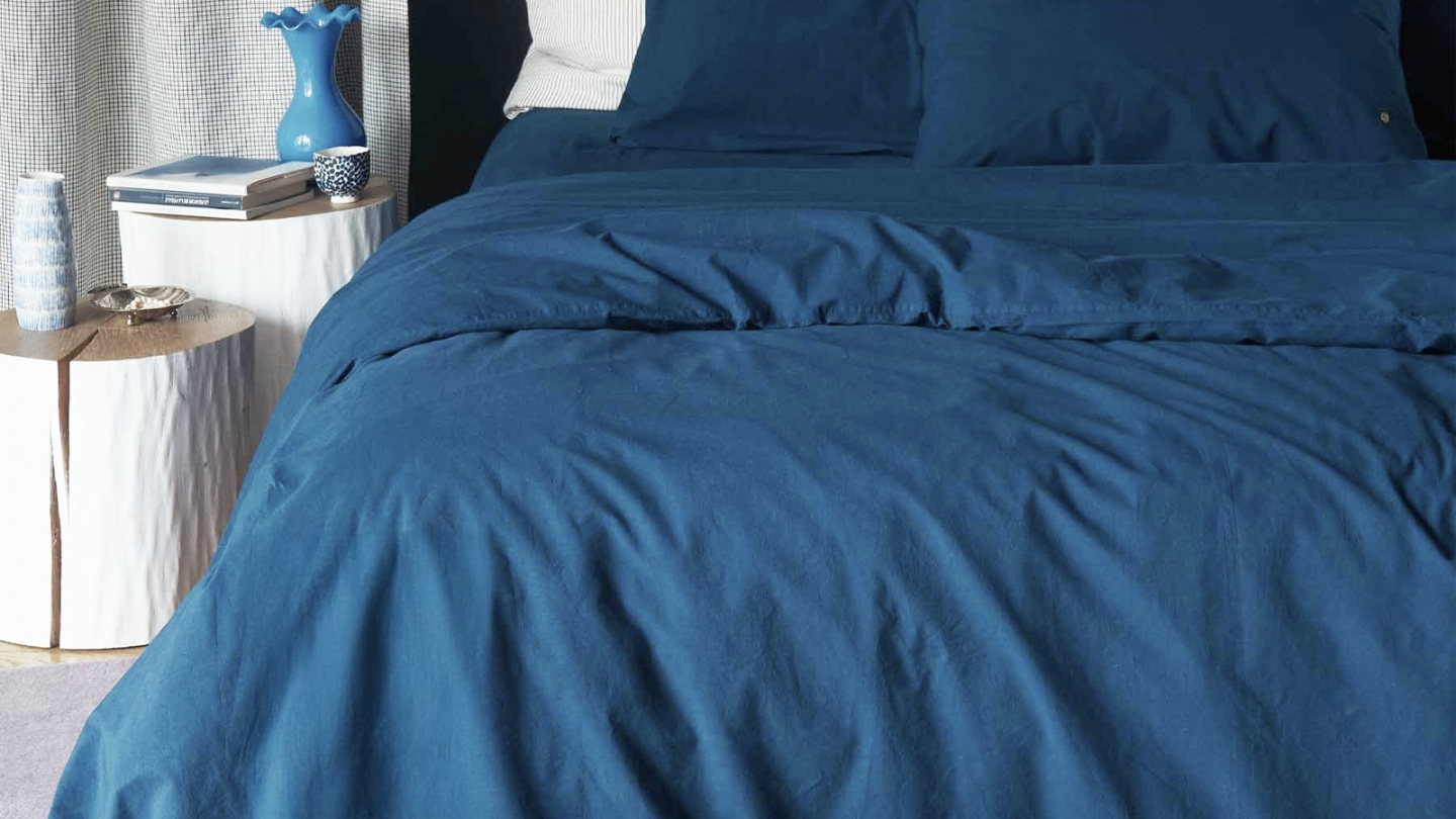 Housse de couette en coton bio bleu 220 x 240 cm - Celeste