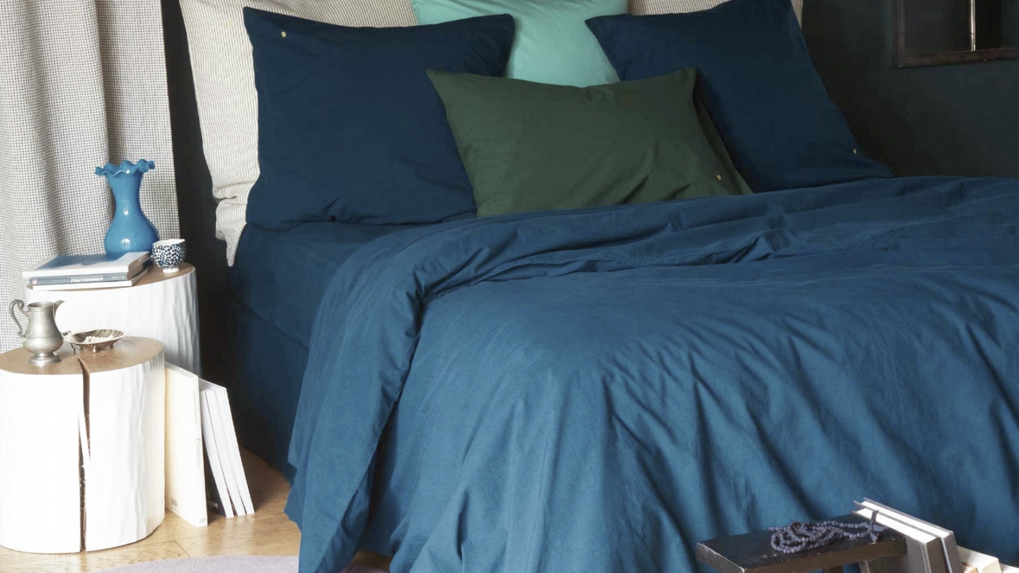 Housse de couette en coton bio bleu 220 x 240 cm - Celeste