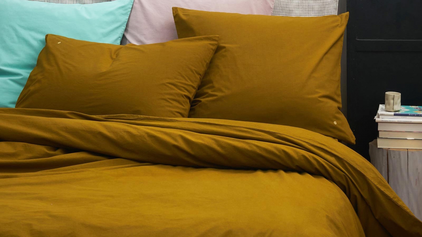Lot de 2 Taies d'oreiller en coton bio Jaune 65 x 65 cm - Celeste
