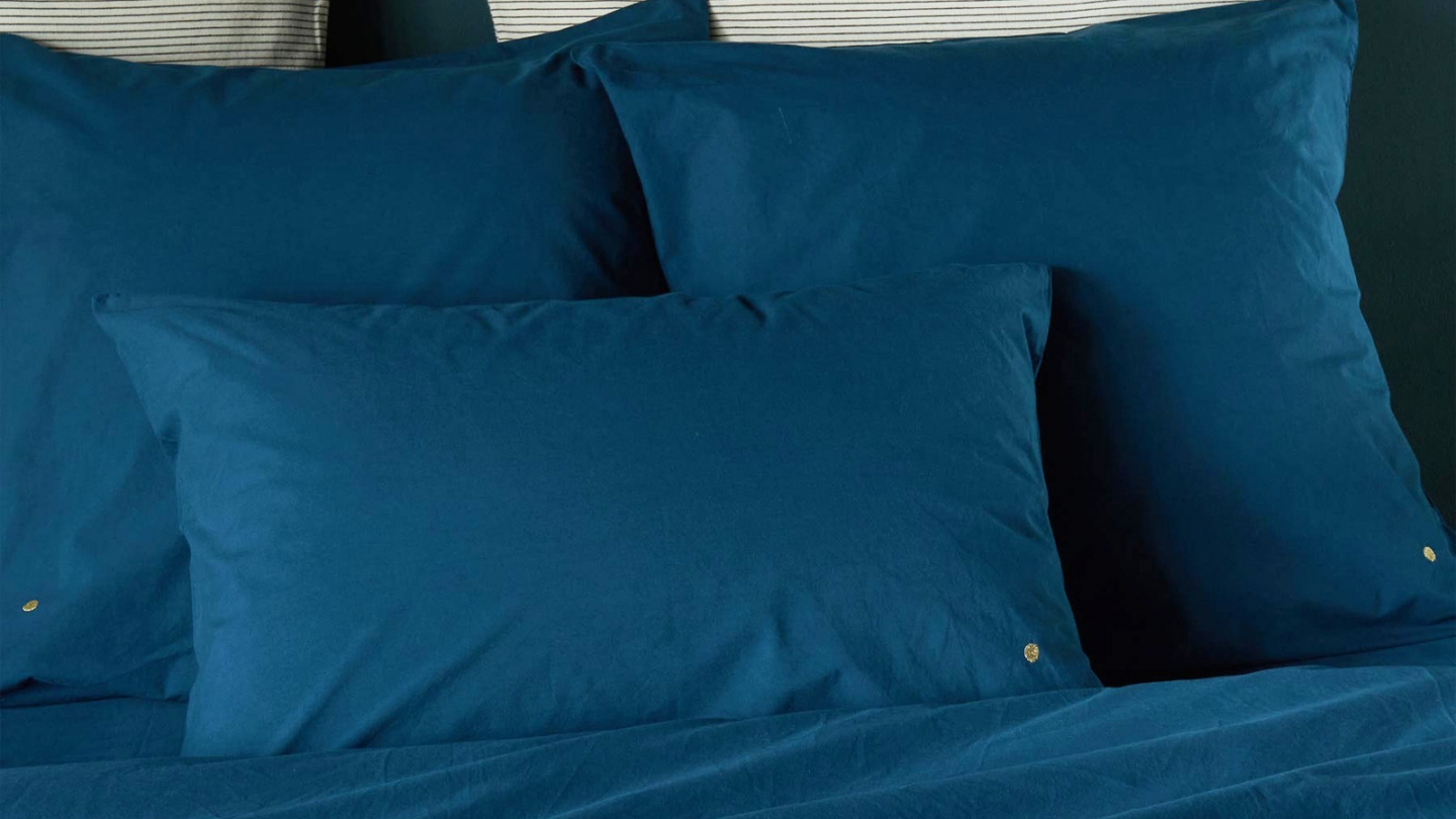 Lot de 2 Taies d'oreiller en coton bio bleu 70 x 50 cm - Celeste