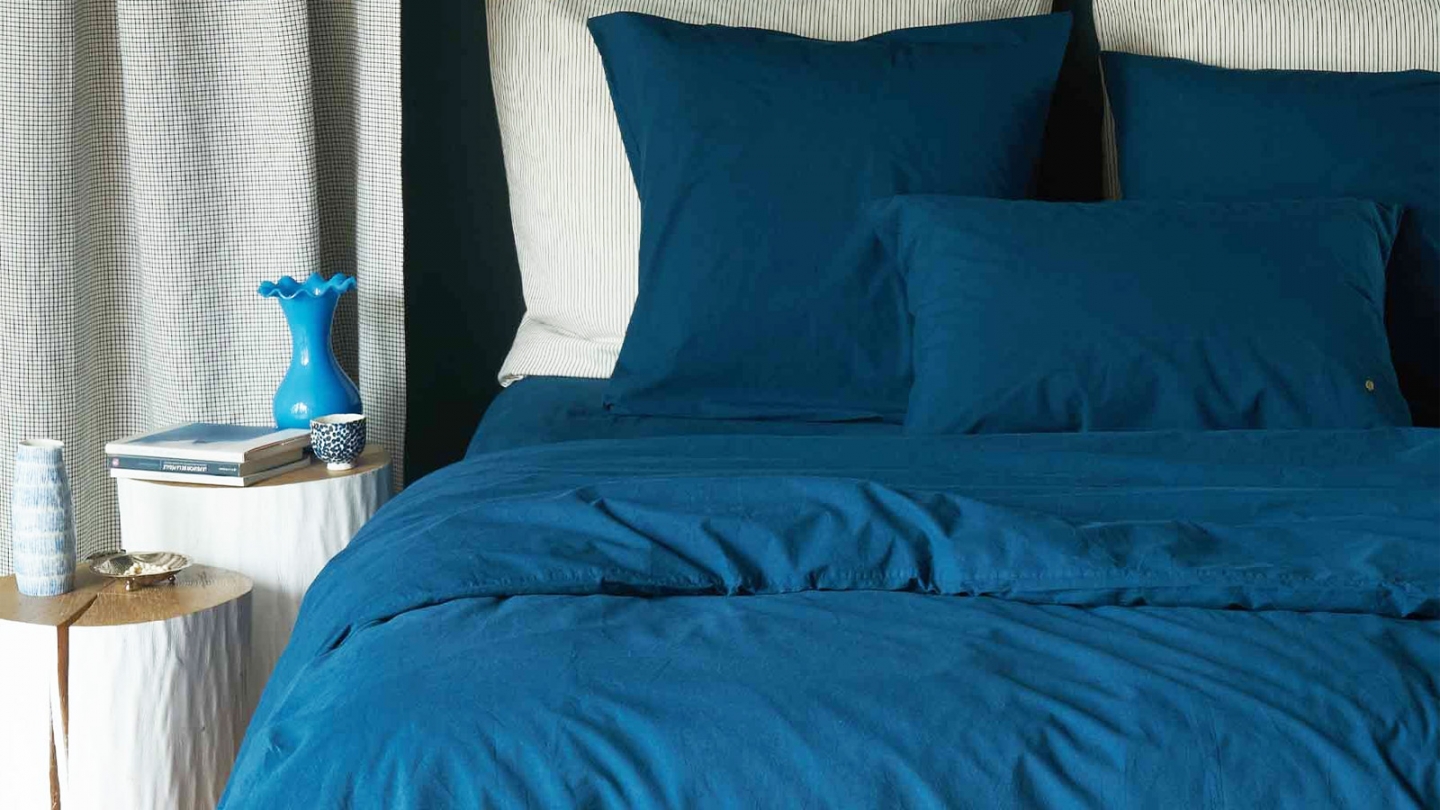Lot de 2 Taies d'oreiller en coton bio bleu 70 x 50 cm - Celeste