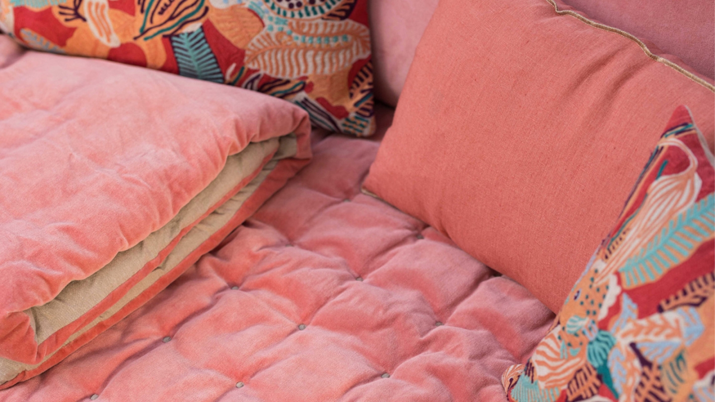 Chemin de lit en velours uni Orange 90 x 240 cm - Elise
