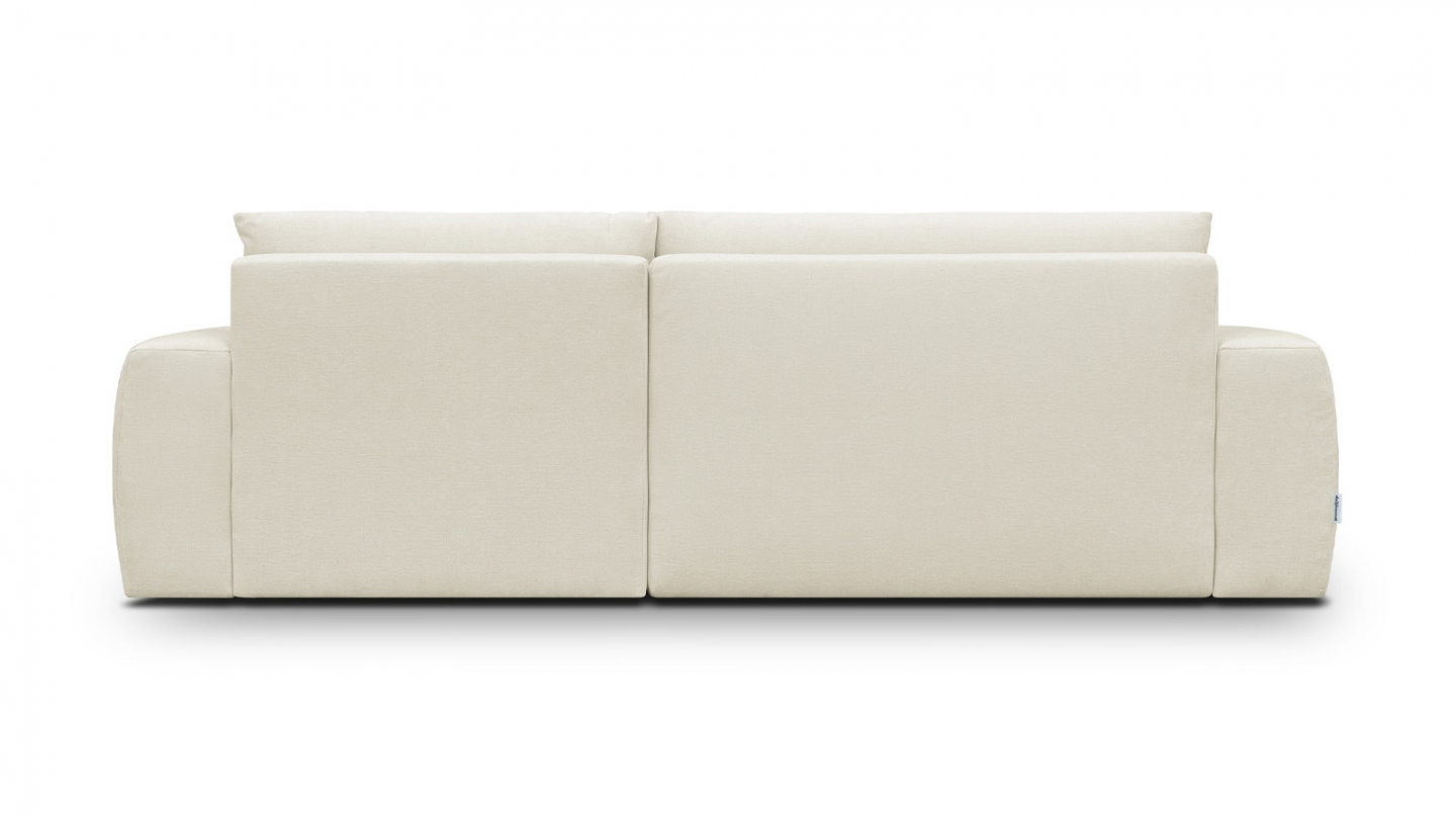 Canapé d'angle droit convertible 3 places en tissu chenille beige - Sonny