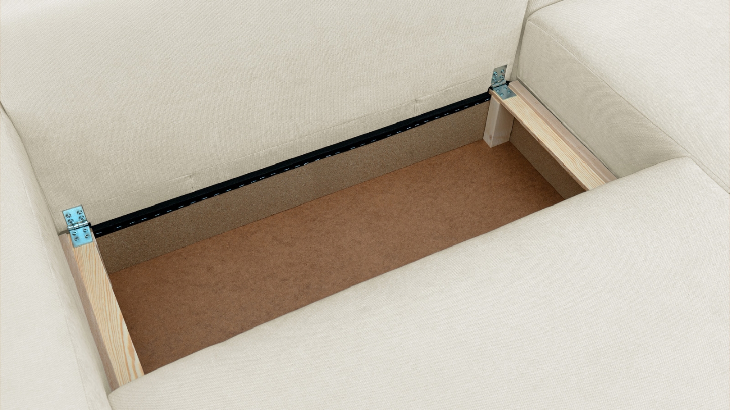 Canapé d'angle droit convertible 3 places en tissu chenille beige - Sonny