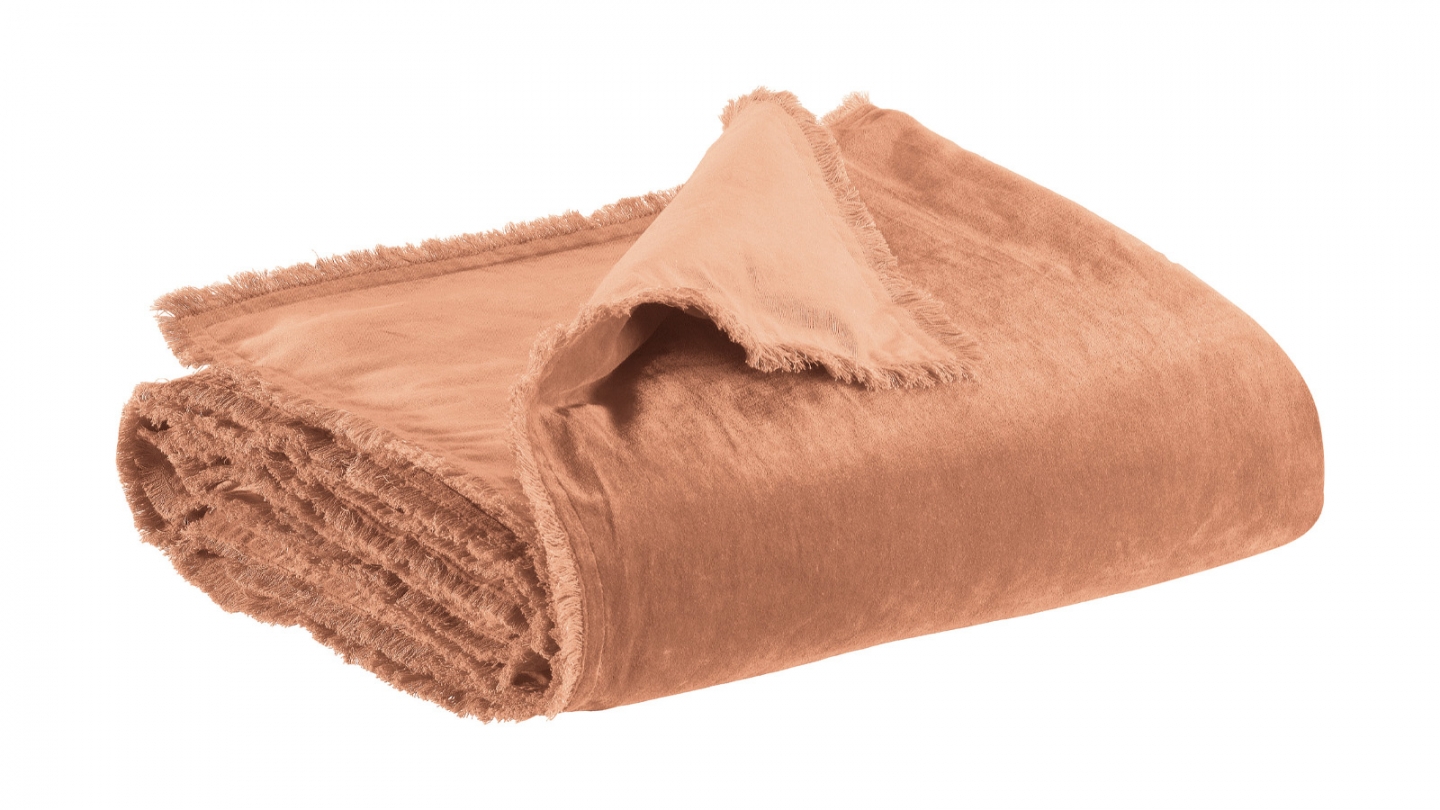 Edredon en velours rose 85 x 200 cm - Fara