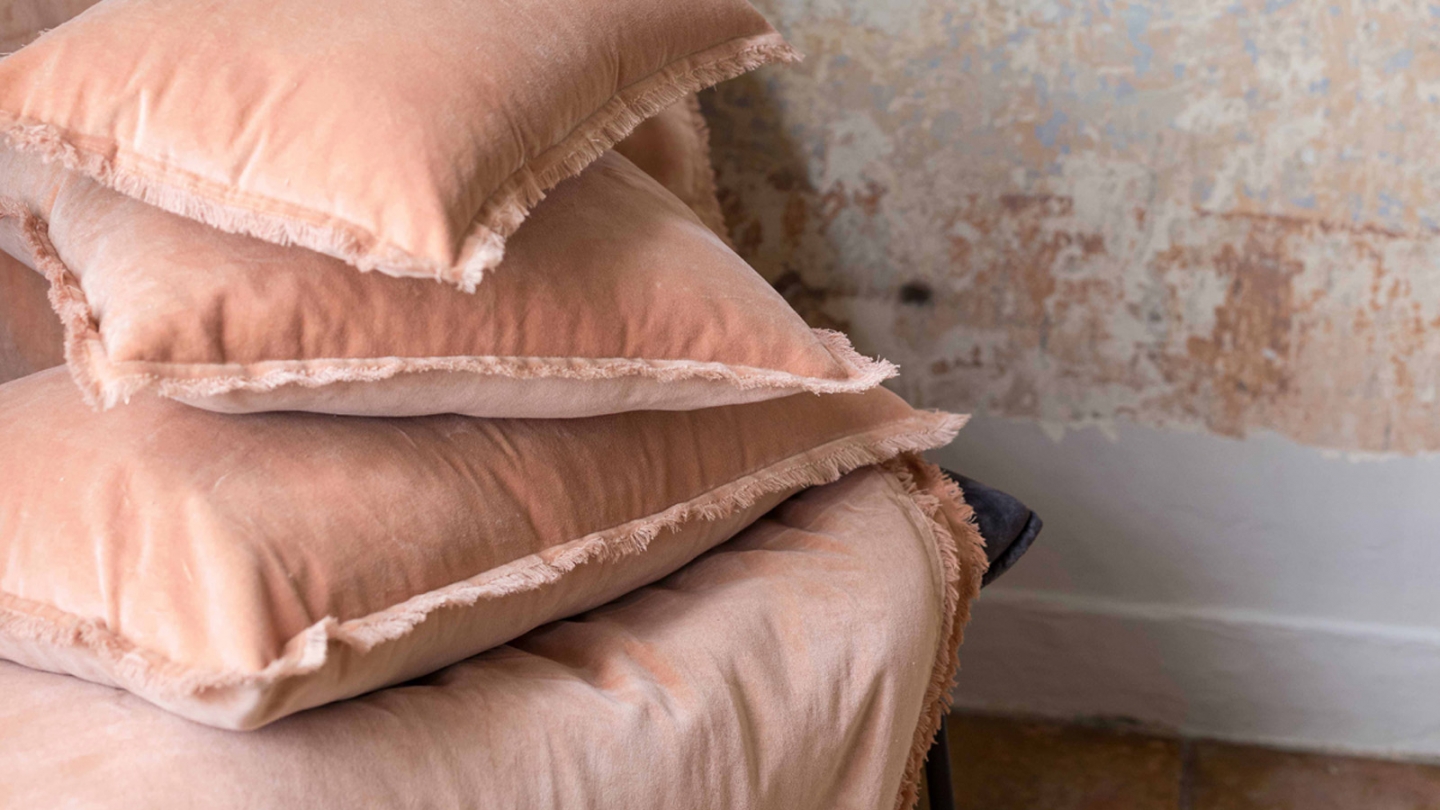 Edredon en velours rose 85 x 200 cm - Fara