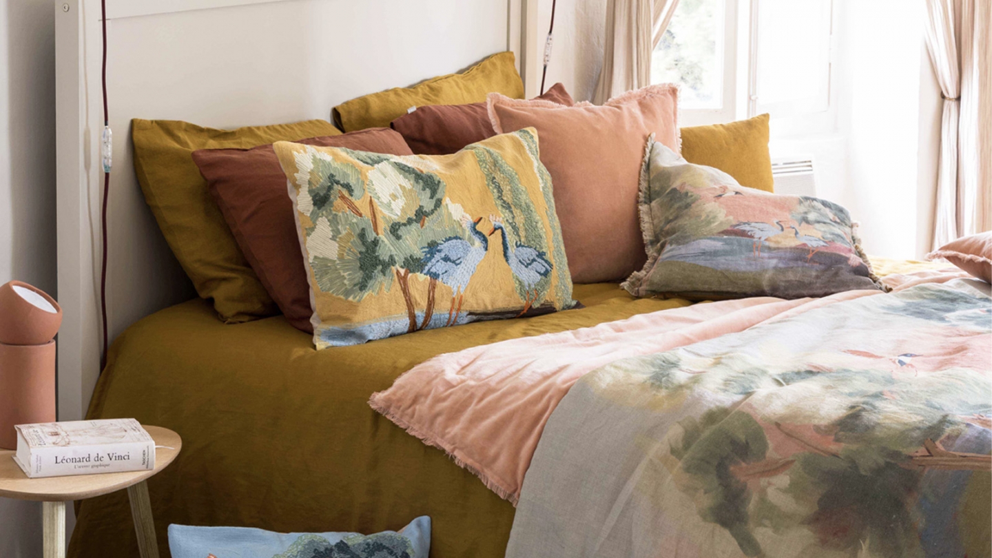 Edredon en velours rose 85 x 200 cm - Fara