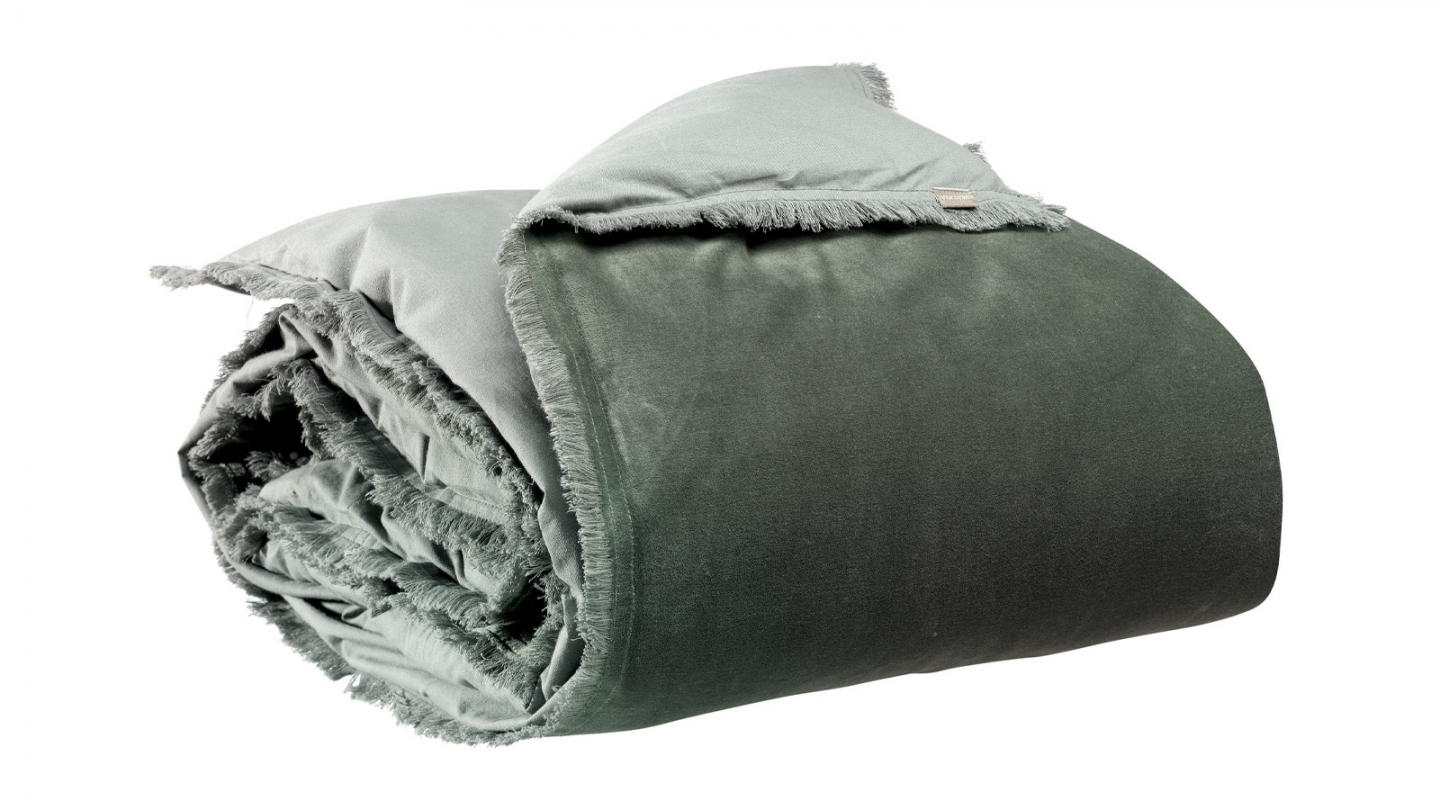 Edredon en velours Vert thym 85 x 200 cm - Fara