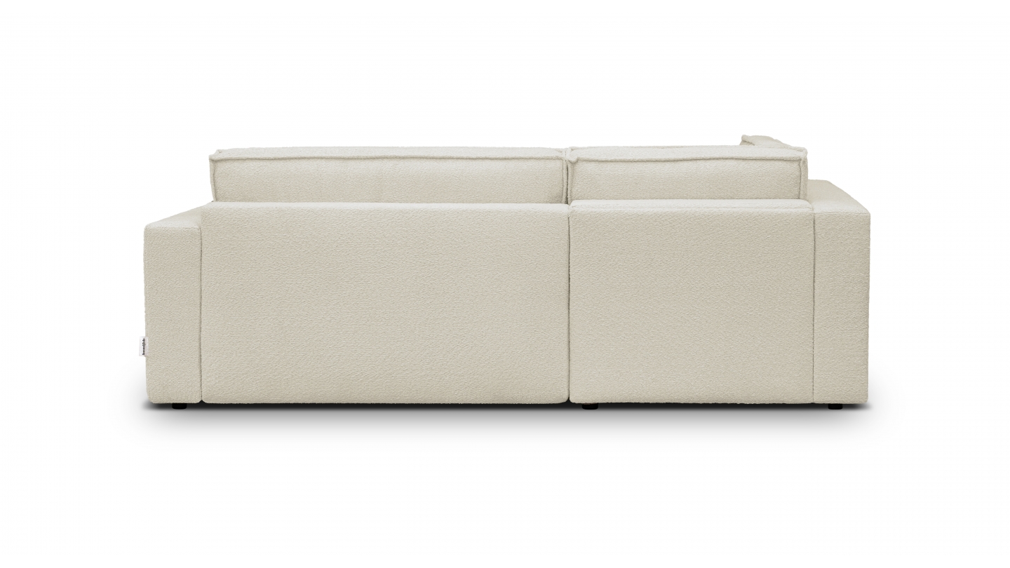 Canapé d'angle ouvert à gauche convertible 3 places en tissu bouclé beige - Emma