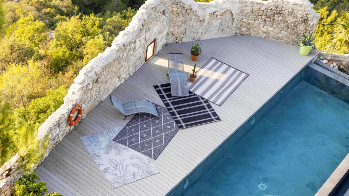 Tapis d'extérieur à ligne Gris 160 x 230 cm - Paomia