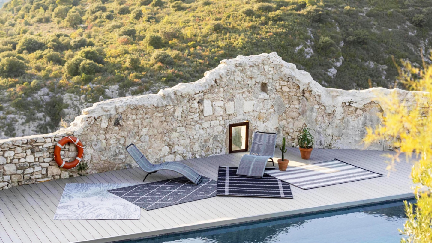 Tapis d'extérieur à ligne Gris 160 x 230 cm - Paomia