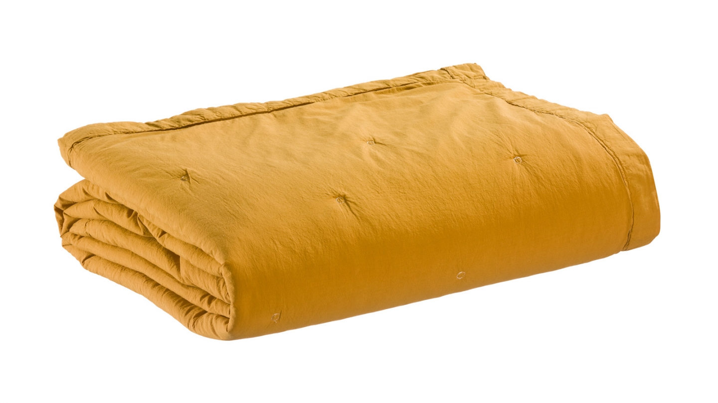 Jeté de lit en coton Jaune 260 x 260 cm - Tika Jeté de lit en coton Jaune 260 x 260 cm - Tika