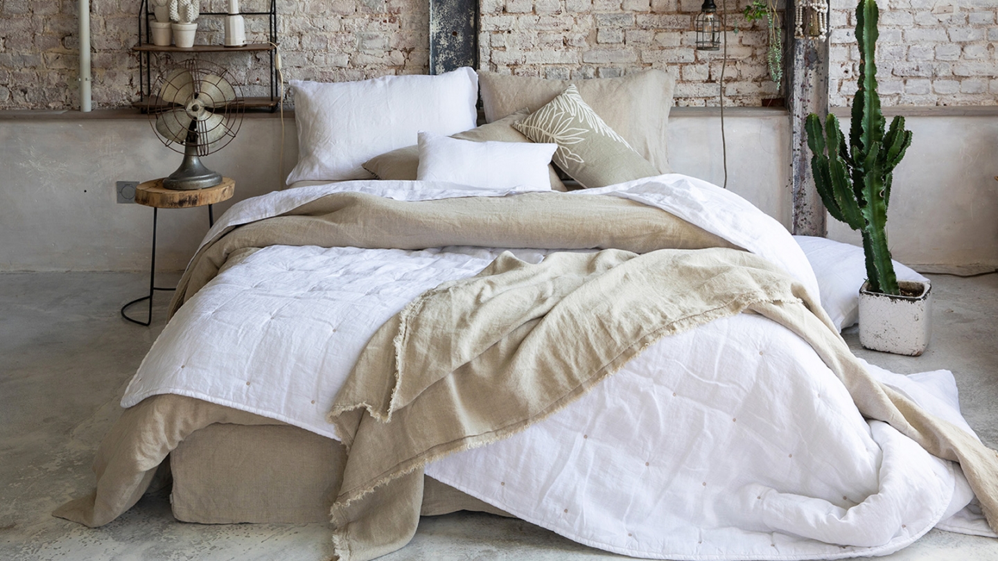 Housse de couette en lin Jaune 260 x 240 cm - Zeff