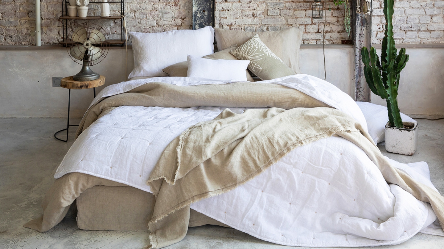 Housse de couette en lin bleu 260 x 240 cm - Zeff